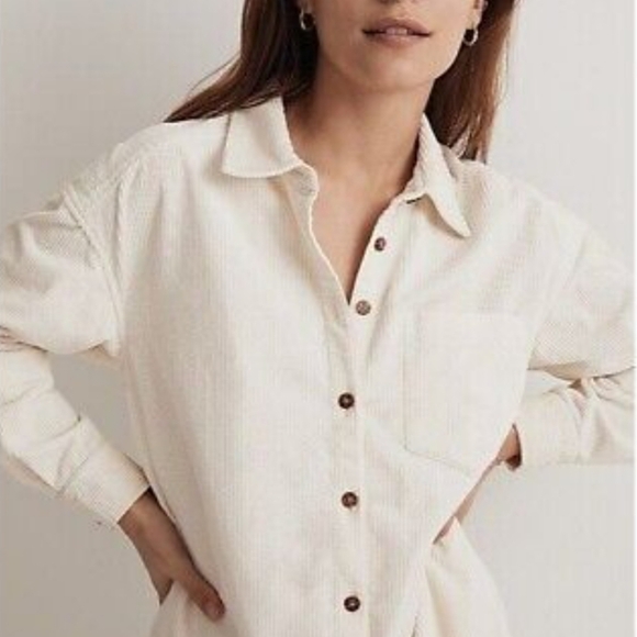 PLUS SIZE Tops - NWOT CURDOROY BUTTONDOWN SHIRT IN ECRU SIZE 2X